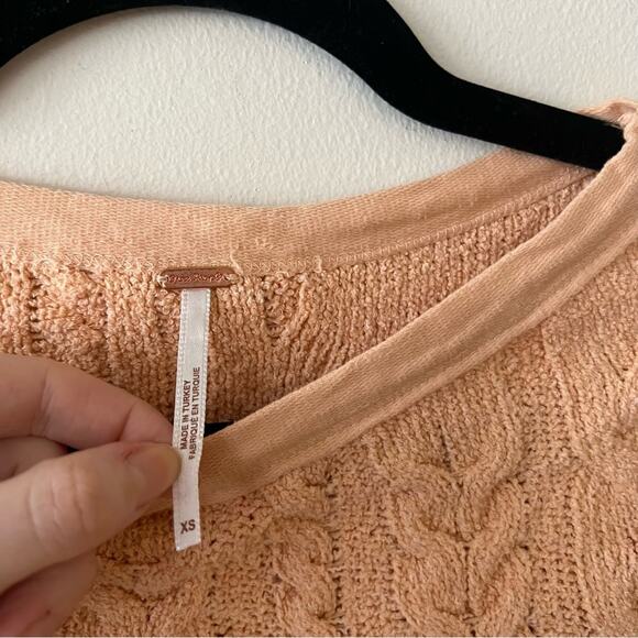 Free People Baby Cable Knit Short Sleeve Sweater in Peach - Picture 6 of 8
